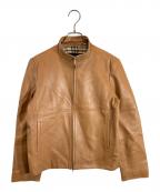 BURBERRY LONDONバーバリーロンドン）の古着「ラムレザーシングルライダースジャケット」｜ブラウン