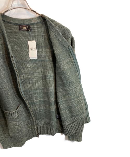 RRL（ダブルアールエル）RRL (ダブルアールエル) エルボーパッチジップカーディガン オリーブ サイズ:XL 未使用品の古着・服飾アイテム
