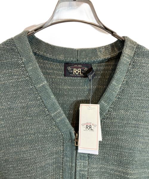 RRL（ダブルアールエル）RRL (ダブルアールエル) エルボーパッチジップカーディガン オリーブ サイズ:XL 未使用品の古着・服飾アイテム