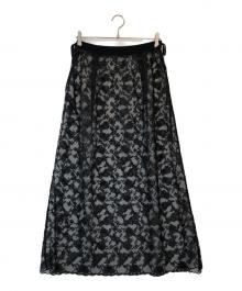 H BEAUTY&YOUTH（エイチ ビューティー&ユース）の古着「レースロングスカート」｜ブラック