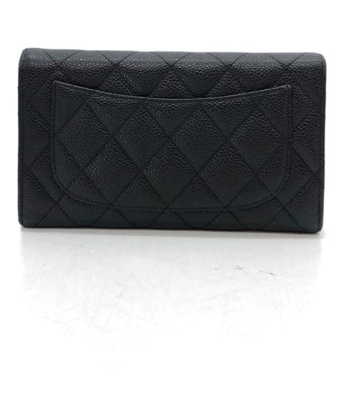 CHANEL（シャネル）CHANEL (シャネル) キャビアスキンロングウォレット ブラックの古着・服飾アイテム