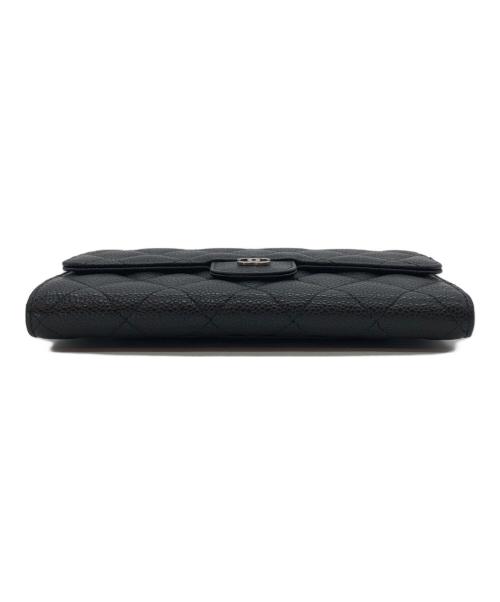 CHANEL（シャネル）CHANEL (シャネル) キャビアスキンロングウォレット ブラックの古着・服飾アイテム