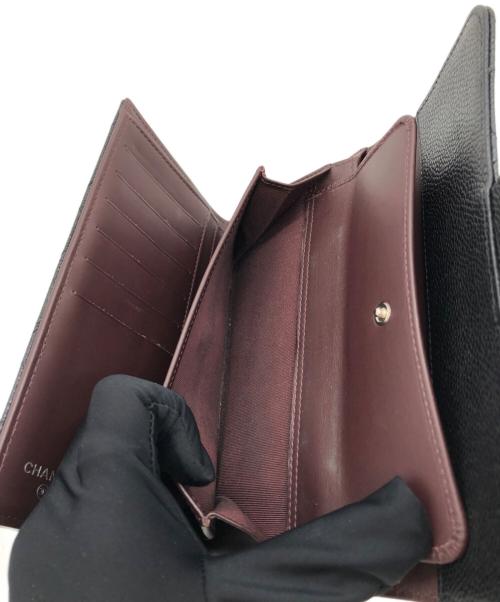 CHANEL（シャネル）CHANEL (シャネル) キャビアスキンロングウォレット ブラックの古着・服飾アイテム