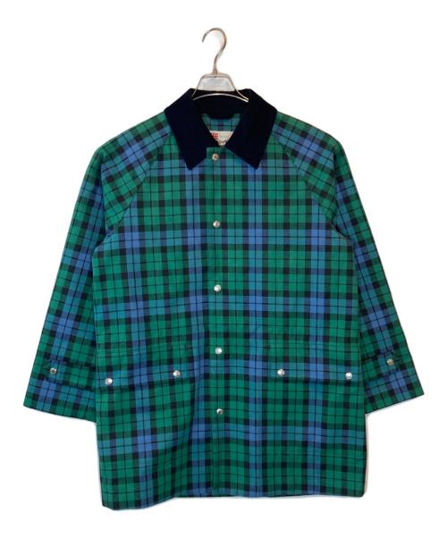 Traditional Weatherwear（トラディショナルウェザーウェア）Traditional Weatherwear (トラディショナルウェザーウェア) タータンチェックハンティングコート ブルーー×グリーン サイズ:SIZE 36の古着・服飾アイテム