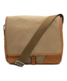 PRADA（プラダ）の古着「キャンバスレザー切替ショルダーバッグ」｜ブラウン