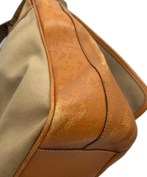 PRADA（プラダ）PRADA (プラダ) キャンバスレザー切替ショルダーバッグ ブラウンの古着・服飾アイテム