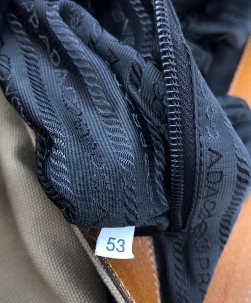 PRADA（プラダ）PRADA (プラダ) キャンバスレザー切替ショルダーバッグ ブラウンの古着・服飾アイテム
