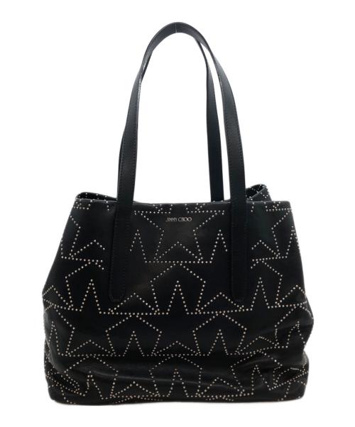 JIMMY CHOO（ジミーチュウ）JIMMY CHOO (ジミーチュウ) スタースタッズ レザートートバッグ ブラックの古着・服飾アイテム