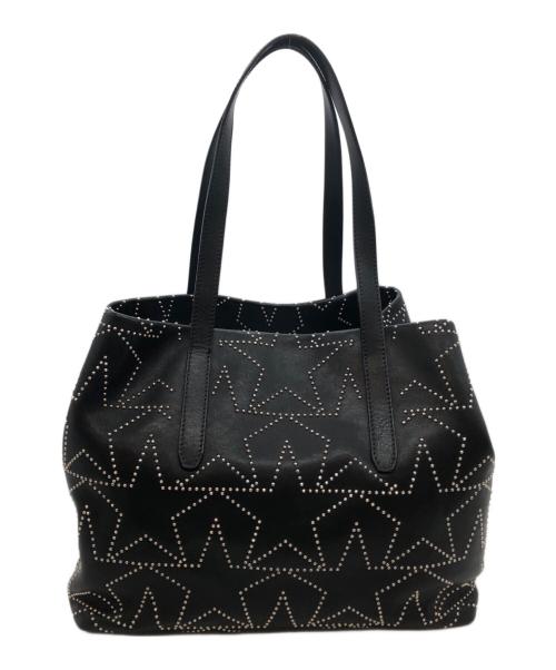 JIMMY CHOO（ジミーチュウ）JIMMY CHOO (ジミーチュウ) スタースタッズ レザートートバッグ ブラックの古着・服飾アイテム