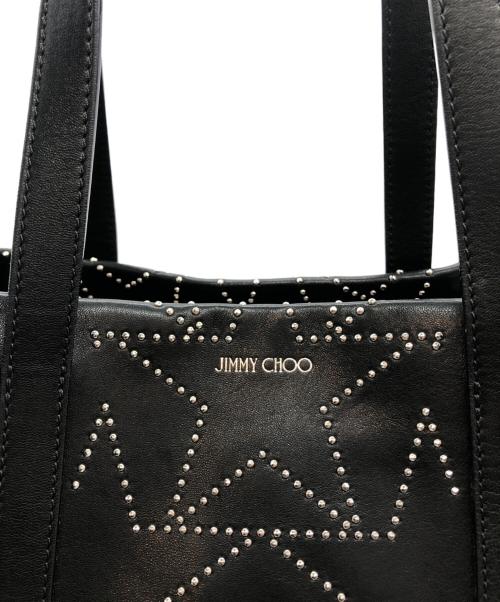 JIMMY CHOO（ジミーチュウ）JIMMY CHOO (ジミーチュウ) スタースタッズ レザートートバッグ ブラックの古着・服飾アイテム