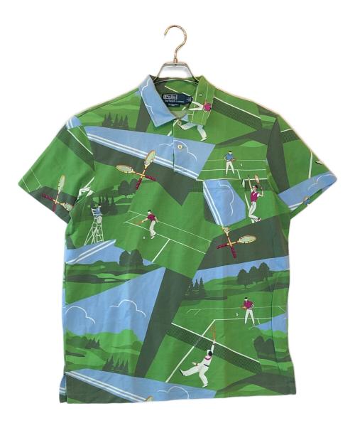 POLO RALPH LAUREN（ポロ・ラルフローレン）POLO RALPH LAUREN (ポロ・ラルフローレン) テニスプリントポロシャツ グリーン×ブルー サイズ:Lの古着・服飾アイテム