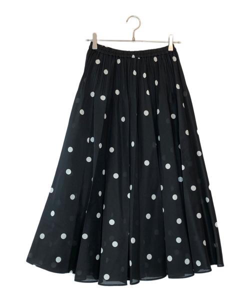 UNITED ARROWS（ユナイテッドアローズ）UNITED ARROWS (ユナイテッドアローズ) オーガンジー プリント プリーツスカート ブラック サイズ:下記参照の古着・服飾アイテム