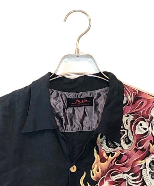 Hysteric Glamour（ヒステリックグラマー）Hysteric Glamour (ヒステリックグラマー) FIRE SKULL ALOHA SHAIRT ブラック サイズ:FREEの古着・服飾アイテム