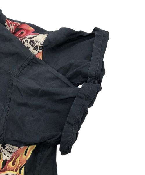 Hysteric Glamour（ヒステリックグラマー）Hysteric Glamour (ヒステリックグラマー) FIRE SKULL ALOHA SHAIRT ブラック サイズ:FREEの古着・服飾アイテム