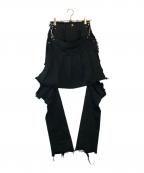 VOLTAGE CONTROL FILTERヴォルテージ コントロール フィルター）の古着「Leg Cutout Bondage Denim Skirt」｜ブラック