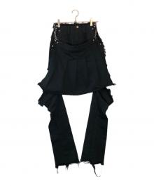 VOLTAGE CONTROL FILTER（ヴォルテージ コントロール フィルター）の古着「Leg Cutout Bondage Denim Skirt」｜ブラック