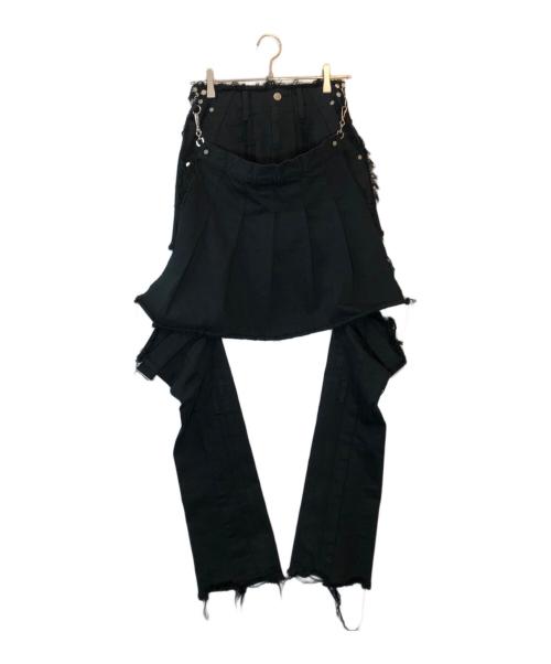 VOLTAGE CONTROL FILTER（ヴォルテージ コントロール フィルター）VOLTAGE CONTROL FILTER (ヴォルテージ コントロール フィルター) Leg Cutout Bondage Denim Skirt ブラック サイズ:Sの古着・服飾アイテム