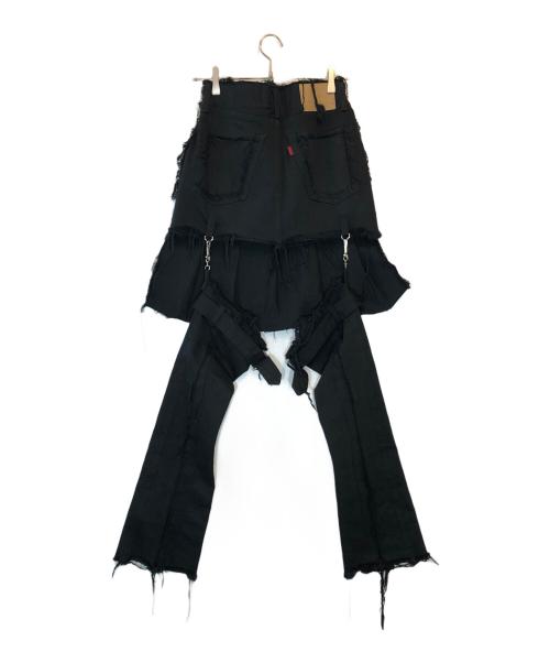 VOLTAGE CONTROL FILTER（ヴォルテージ コントロール フィルター）VOLTAGE CONTROL FILTER (ヴォルテージ コントロール フィルター) Leg Cutout Bondage Denim Skirt ブラック サイズ:Sの古着・服飾アイテム