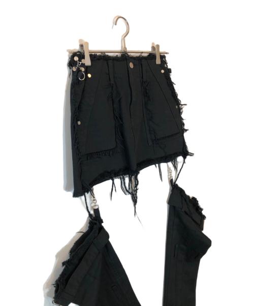 VOLTAGE CONTROL FILTER（ヴォルテージ コントロール フィルター）VOLTAGE CONTROL FILTER (ヴォルテージ コントロール フィルター) Leg Cutout Bondage Denim Skirt ブラック サイズ:Sの古着・服飾アイテム