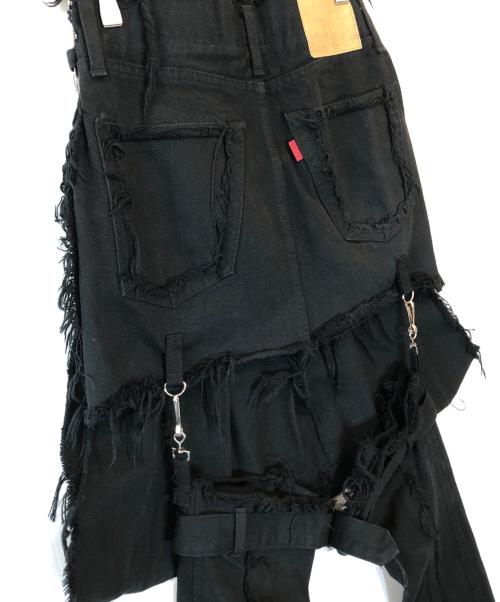 VOLTAGE CONTROL FILTER（ヴォルテージ コントロール フィルター）VOLTAGE CONTROL FILTER (ヴォルテージ コントロール フィルター) Leg Cutout Bondage Denim Skirt ブラック サイズ:Sの古着・服飾アイテム