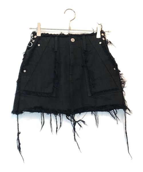 VOLTAGE CONTROL FILTER（ヴォルテージ コントロール フィルター）VOLTAGE CONTROL FILTER (ヴォルテージ コントロール フィルター) Leg Cutout Bondage Denim Skirt ブラック サイズ:Sの古着・服飾アイテム