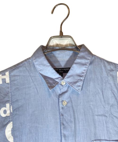 COMME des GARCONS HOMME（コムデギャルソン オム）COMME des GARCONS HOMME (コムデギャルソン オム) 綿ヘリンボーンプリントシャツ ブルー サイズ:Lの古着・服飾アイテム