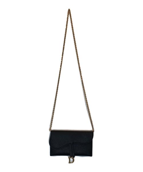 Christian Dior（クリスチャン ディオール）Christian Dior (クリスチャン ディオール) Saddle チェーン付き ロングウォレット ブラックの古着・服飾アイテム