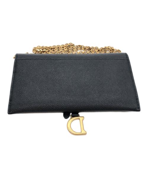 Christian Dior（クリスチャン ディオール）Christian Dior (クリスチャン ディオール) Saddle チェーン付き ロングウォレット ブラックの古着・服飾アイテム
