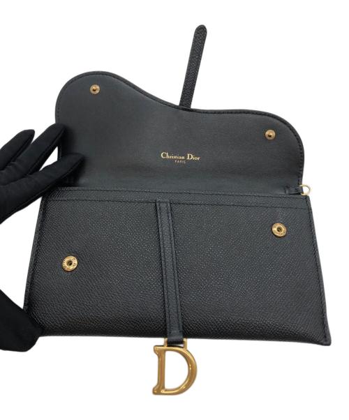 Christian Dior（クリスチャン ディオール）Christian Dior (クリスチャン ディオール) Saddle チェーン付き ロングウォレット ブラックの古着・服飾アイテム