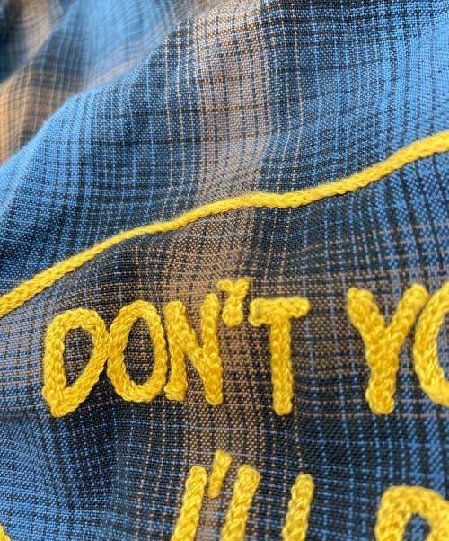 Thee Hysteric XXX（ジィ ヒステリックトリプルエックス）Thee Hysteric XXX (ジィ ヒステリックトリプルエックス) I’LL BE WAITING刺繍レーヨンチェックシャツ ネイビー サイズ:XLの古着・服飾アイテム