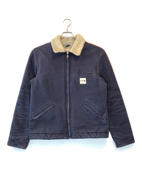 A.P.C.（アーペーセー）A.P.C. (アーペーセー) CarHartt (カーハート) 裏ボア ダック地ジャケット ネイビー サイズ:Mの古着・服飾アイテム