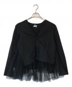 noir kei ninomiyaノワール ケイ ニノミヤ）の古着「綿ポンチ×チュールカーディガン」｜ブラック