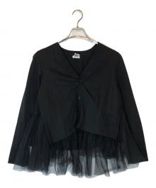 noir kei ninomiya（ノワール ケイ ニノミヤ）の古着「綿ポンチ×チュールカーディガン」｜ブラック