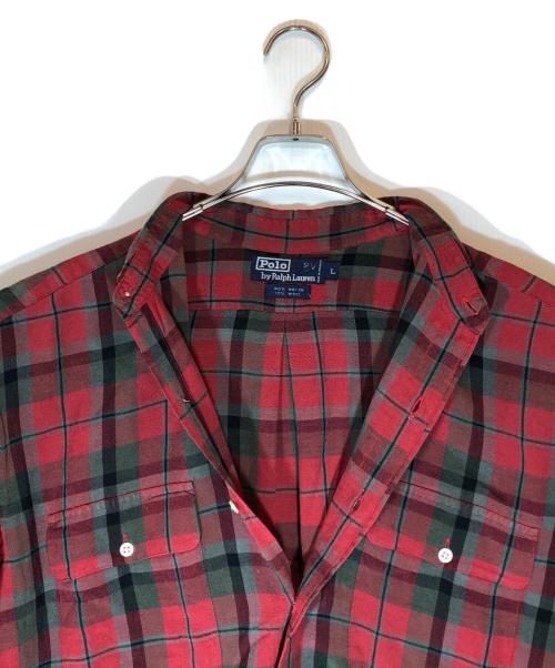 POLO RALPH LAUREN（ポロ・ラルフローレン）POLO RALPH LAUREN (ポロ・ラルフローレン) レーヨンウール チェックシャツ レッド サイズ:Lの古着・服飾アイテム
