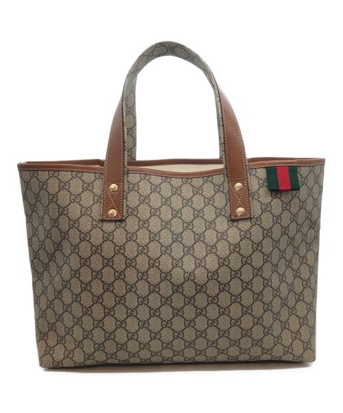 GUCCI（グッチ）GUCCI (グッチ) PVCレザー切替トートバッグ ベージュの古着・服飾アイテム
