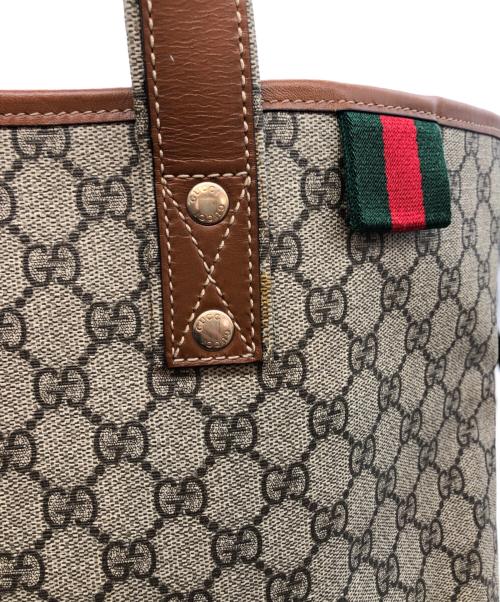 GUCCI（グッチ）GUCCI (グッチ) PVCレザー切替トートバッグ ベージュの古着・服飾アイテム