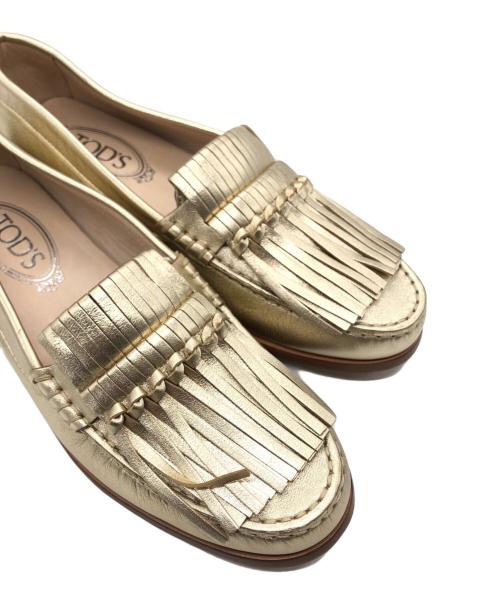 TOD'S（トッズ）TOD'S (トッズ) フリンジタッセルローファー ゴールド サイズ:38の古着・服飾アイテム