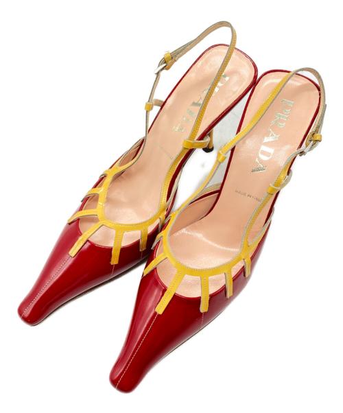 PRADA（プラダ）PRADA (プラダ) ヒールパンプス イエロー×レッド サイズ:36の古着・服飾アイテム