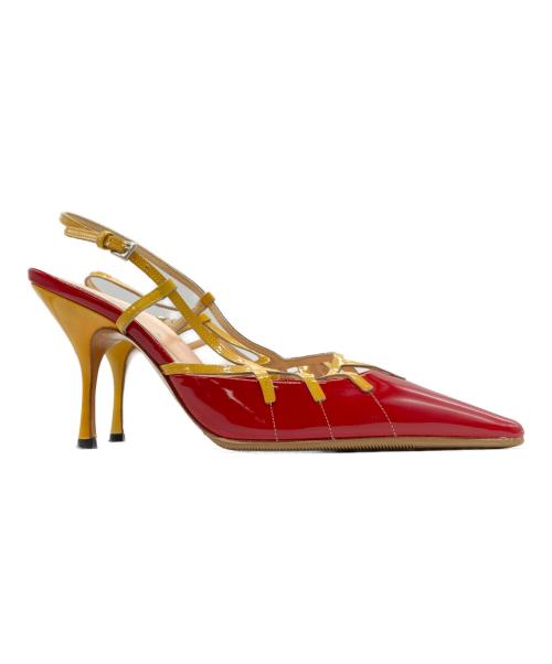 PRADA（プラダ）PRADA (プラダ) ヒールパンプス イエロー×レッド サイズ:36の古着・服飾アイテム