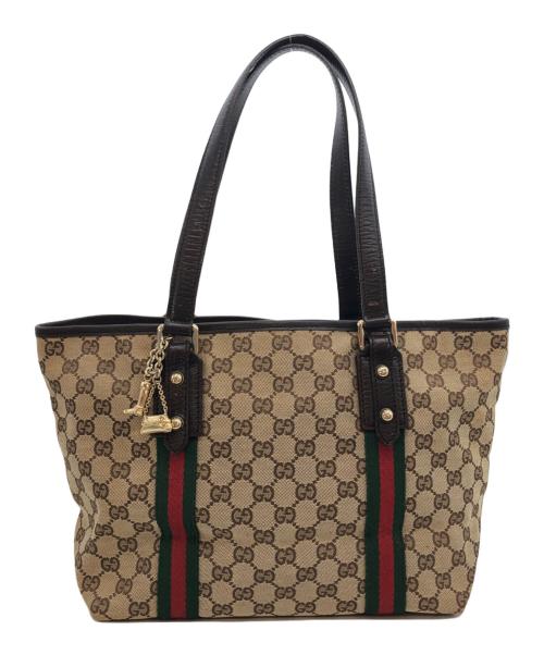 GUCCI（グッチ）GUCCI (グッチ) GGキャンバストートバッグ ブラウンの古着・服飾アイテム