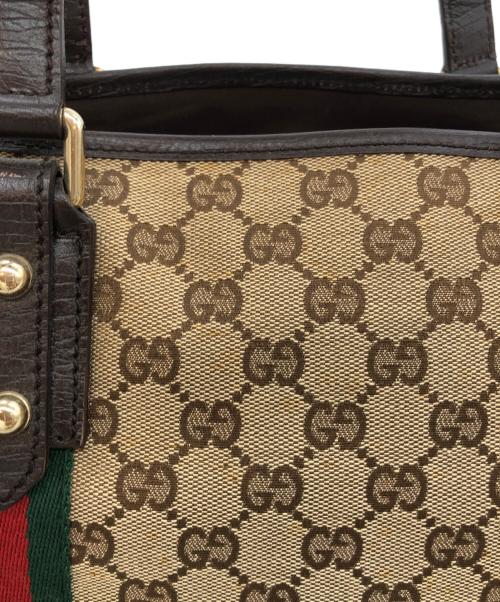 GUCCI（グッチ）GUCCI (グッチ) GGキャンバストートバッグ ブラウンの古着・服飾アイテム