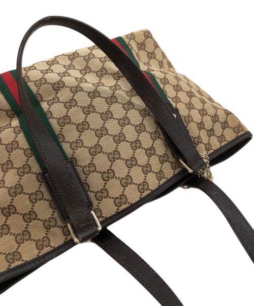 GUCCI（グッチ）GUCCI (グッチ) GGキャンバストートバッグ ブラウンの古着・服飾アイテム