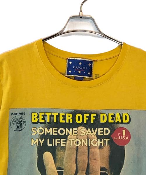 GUCCI（グッチ）GUCCI (グッチ) ELTON JOHN (エルトン・ジョン) プリントTシャツ イエロー サイズ:XSの古着・服飾アイテム