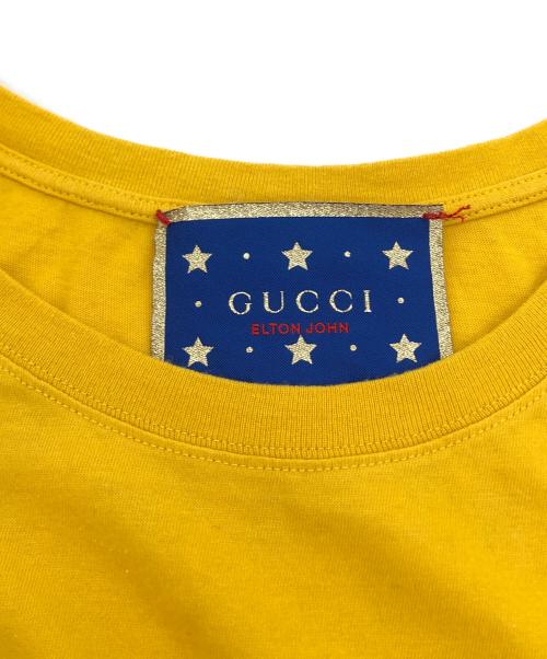 GUCCI（グッチ）GUCCI (グッチ) ELTON JOHN (エルトン・ジョン) プリントTシャツ イエロー サイズ:XSの古着・服飾アイテム