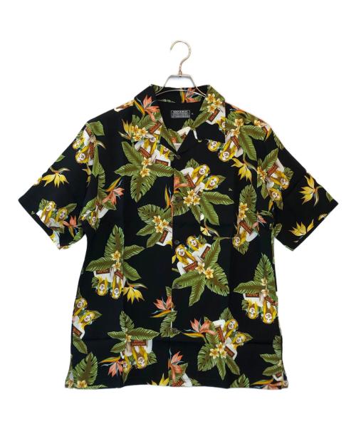 Hysteric Glamour（ヒステリックグラマー）Hysteric Glamour (ヒステリックグラマー) TROPIC CHANNEL柄 オープンカラーシャツ ブラック サイズ:XL 未使用品の古着・服飾アイテム