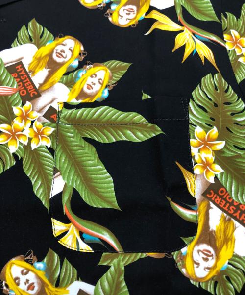 Hysteric Glamour（ヒステリックグラマー）Hysteric Glamour (ヒステリックグラマー) TROPIC CHANNEL柄 オープンカラーシャツ ブラック サイズ:XL 未使用品の古着・服飾アイテム