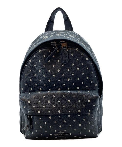 COACH（コーチ）COACH (コーチ) ドクロモチーフ リュック・デイパック レザー ブラック×ホワイトの古着・服飾アイテム