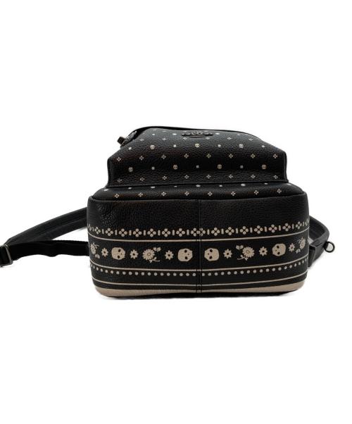 COACH（コーチ）COACH (コーチ) ドクロモチーフ リュック・デイパック レザー ブラック×ホワイトの古着・服飾アイテム