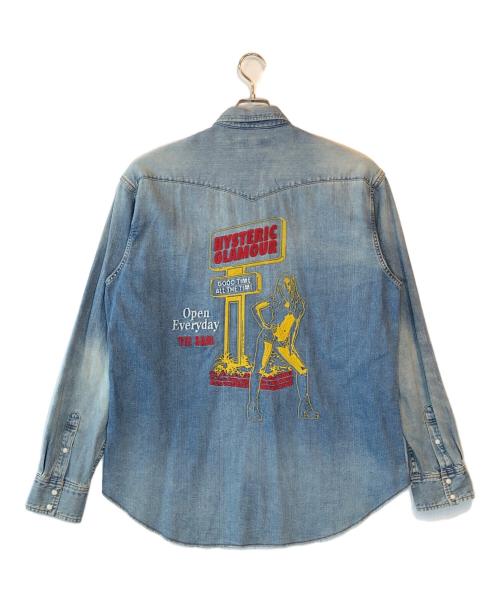 Hysteric Glamour（ヒステリックグラマー）Hysteric Glamour (ヒステリックグラマー) STORE刺繍 ウエスタンデニムシャツ インディゴ サイズ:XLの古着・服飾アイテム
