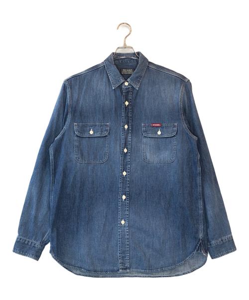 Hysteric Glamour（ヒステリックグラマー）Hysteric Glamour (ヒステリックグラマー) CAR LOGO CAMERA GIRL ワークデニムシャツ ブルー サイズ:XLの古着・服飾アイテム